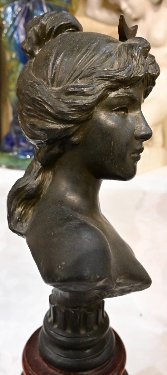 Emmanuel Villanis - Busto in Bronzo Art Nouveau-photo-3